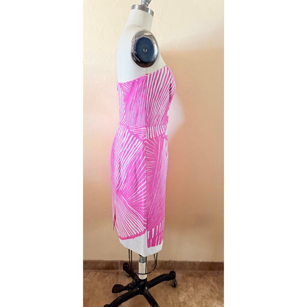 VTG Milly Pink White Strapless Dress Size 4 Cotton Mod Graphic USA - Picture 5 of 7
